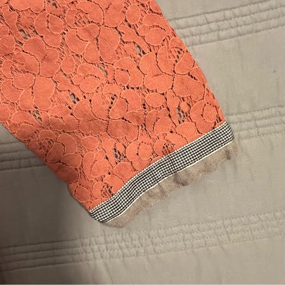 Linea by Louis Dell'Olio Coral Lace Top with Beige Trim - Picture 3 of 5